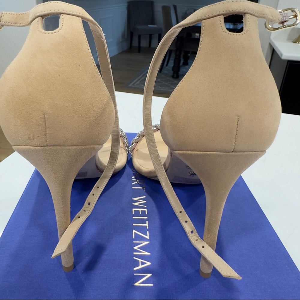BRAND NEW Stuart Weitzman Embellished Suede Ankle Strap Sandals-size 11 - Picture 8 of 10